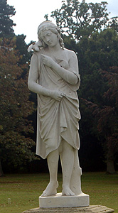 Statue of a girl on south-west of a group round the sundial September 2011